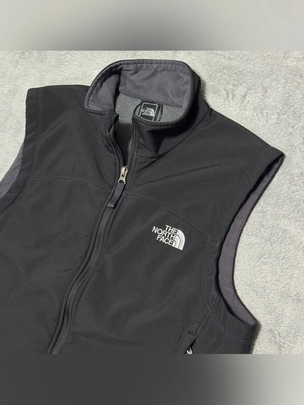 The North Face WindStopper Soft Shell Fleece Lined Vest Mens M Black Full Zip